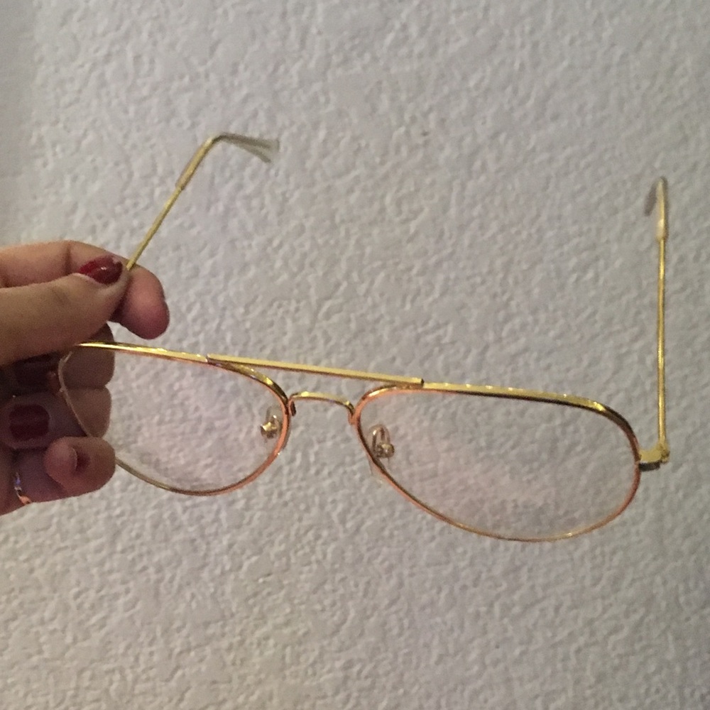 Clear Lens Glasses with Gold Trim